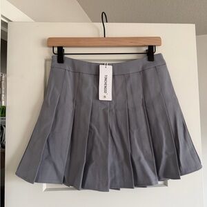 Gray Mini Pleated Skirt